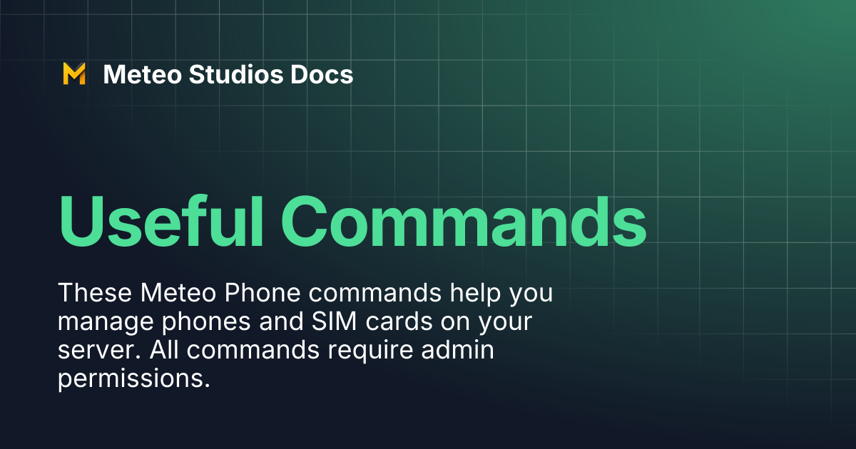 Useful Commands | Meteo Studios Docs