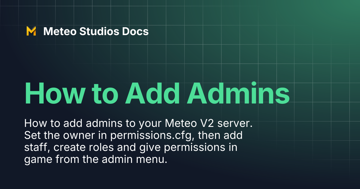 How to Add Admins | Meteo Studios Docs